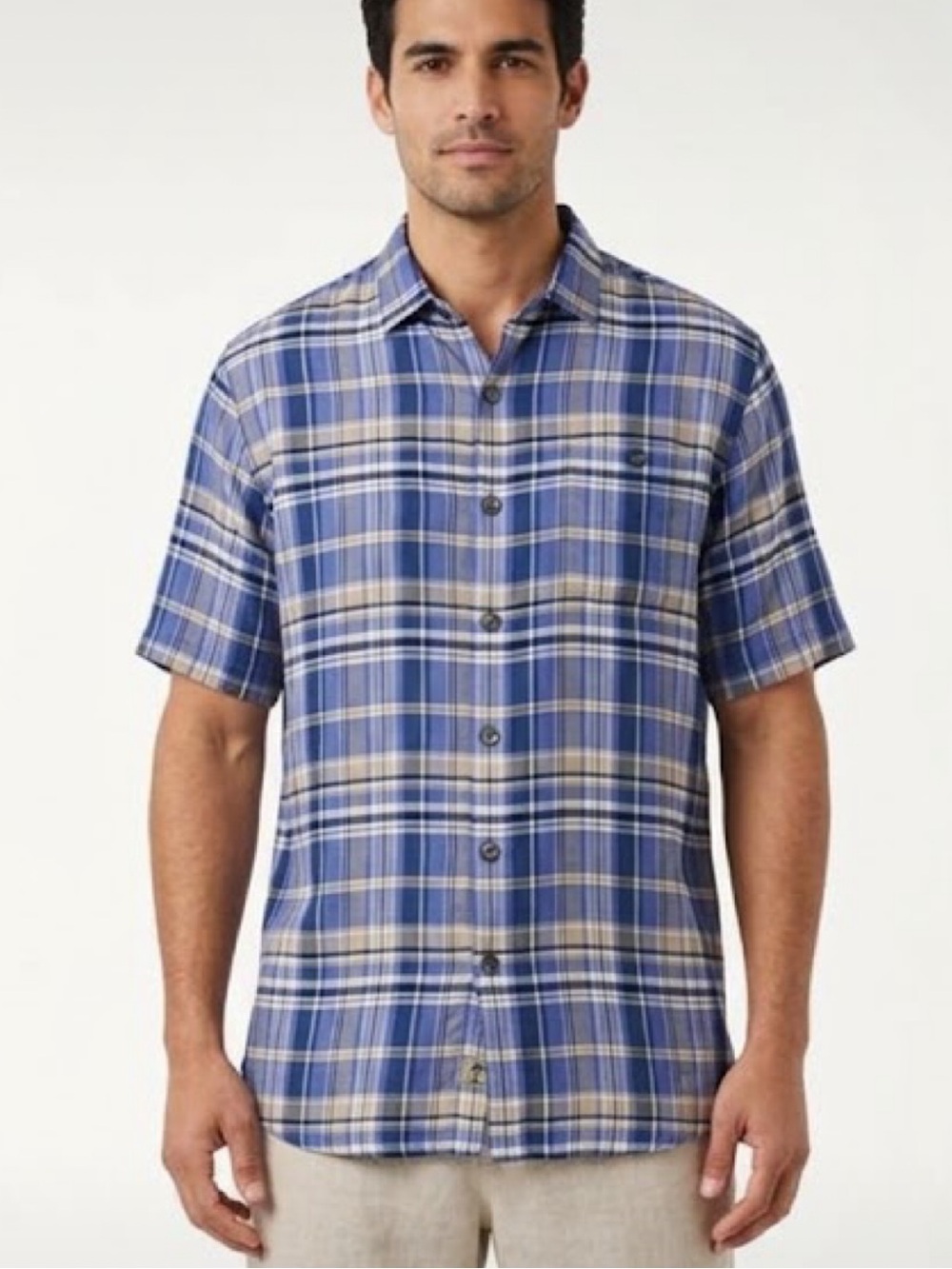 Tommy Bahama Original Fit Silk Plaid Button Down Shirt